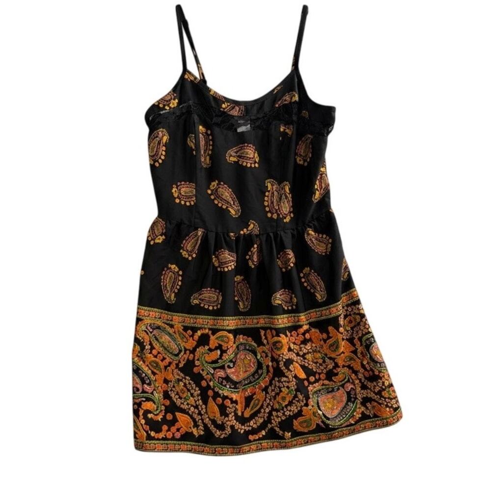American Rag CIE Black Paisley Boho Sleeveless Mini Dress - Size L - Picture 3 of 9